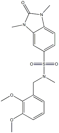 N-[(2,3-dimethoxyphenyl)methyl]-N,1,3-trimethyl-2-oxobenzimidazole-5-sulfonamide 化学構造式