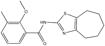 2-methoxy-3-methyl-N-(5,6,7,8-tetrahydro-4H-cyclohepta[d][1,3]thiazol-2-yl)benzamide Structure