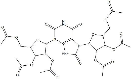 [3,4-diacetyloxy-5-[3-[3,4-diacetyloxy-5-(acetyloxymethyl)oxolan-2-yl]-2,6,8-trioxo-9H-purin-7-yl]oxolan-2-yl]methyl acetate Structure