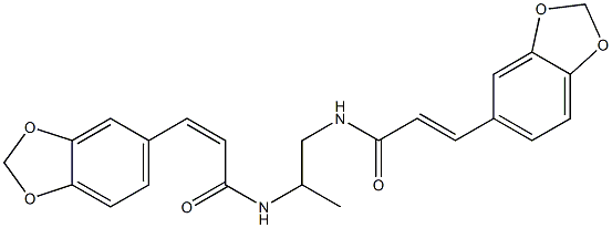 (E)-3-(1,3-benzodioxol-5-yl)-N-[2-[[(Z)-3-(1,3-benzodioxol-5-yl)prop-2-enoyl]amino]propyl]prop-2-enamide Struktur