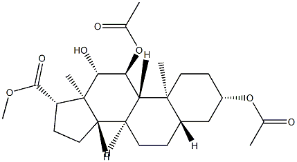 3β,11α-Bis(acetyloxy)-12β-hydroxy-5α-androstane-17β-carboxylic acid methyl ester Struktur