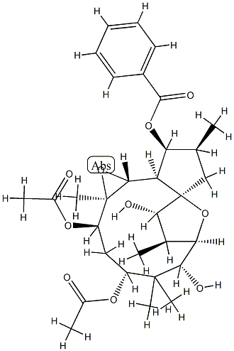 5,6:12,15-Diepoxy-3,7,9,11,14-jatrophanepentol 3-benzoate 7,9-diacetate,100288-17-3,结构式