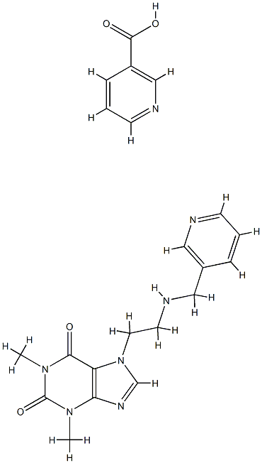 烟酸与3,7-二氢-1,3-二甲基-7-[2-[(3-吡啶甲基)氨基]乙基]-1H-嘌呤-2,6-二酮的化合物(1:1),10058-07-8,结构式