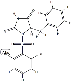 5-benzyl-1-[(2,6-dichlorophenyl)sulfonyl]-2-thioxo-4-imidazolidinone Struktur