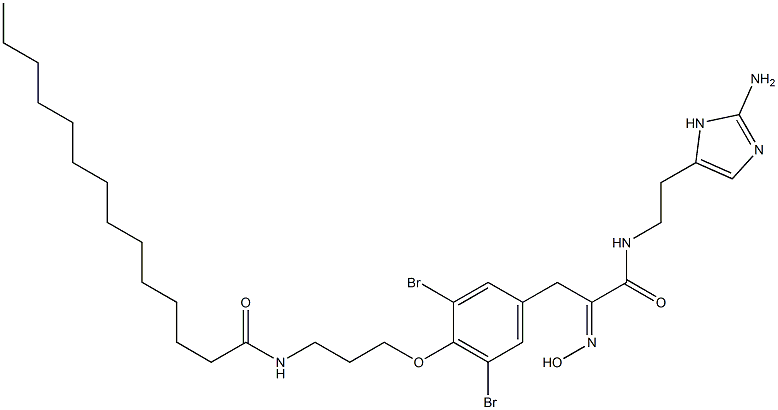 N-[2-(2-Amino-1H-imidazol-4-yl)ethyl]-3,5-dibromo-α-(hydroxyimino)-4-[3-[(1-oxotetradecyl)amino]propoxy]benzenepropanamide Structure