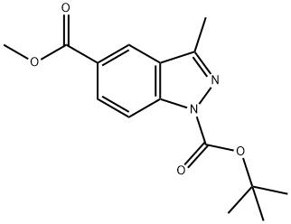 1-(叔丁基) 5-甲基 3-甲基-1H-吲唑-1,5-二羧酸, 1015068-75-3, 结构式