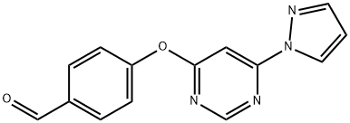 4-((6-(1H-吡唑-1-基)嘧啶-4-基)氧基)苯甲醛, 1015846-03-3, 结构式