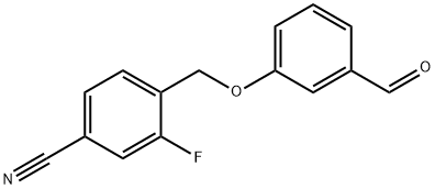 3-fluoro-4-[(3-formylphenoxy)methyl]benzonitrile Struktur