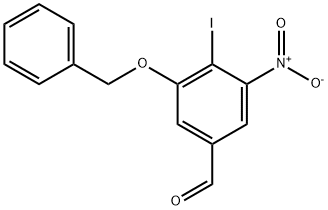 3-Benzyloxy-4-iodo-5-nitro-benzaldehyde Struktur