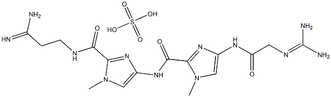 4-((((Aminoiminomethyl)amino)acetyl)amino)-N-(2-(((3-amino-3-iminoprop yl)amino)carbonyl)-1-methyl-1H-imidazol-4-yl)-1-methyl-1H-imidazole-2- carboxamide sulfate (1:1) 化学構造式