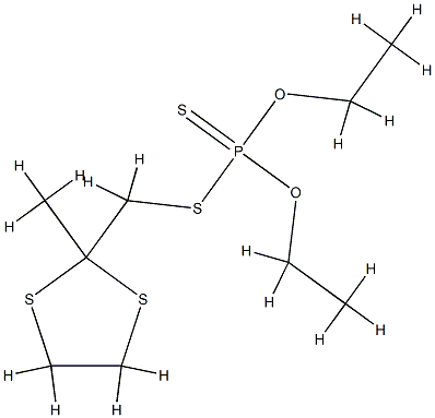 Phosphorodithioic acid O,O-diethyl=S-[(2-methyl-1,3-dithiolan-2-yl)methyl] ester,1018-28-6,结构式