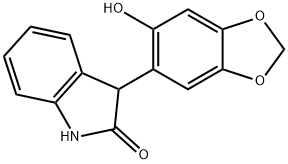 3-(6-Hydroxybenzo[d][1,3]dioxol-5-yl)indolin-2-one 化学構造式