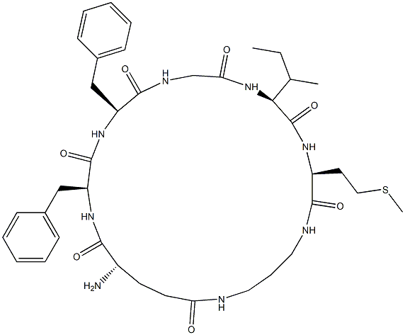 substance P, cyclo(H-Glu-Phe-Phe-Gly-Leu-Met-NH(CH2)3-NH-) Structure