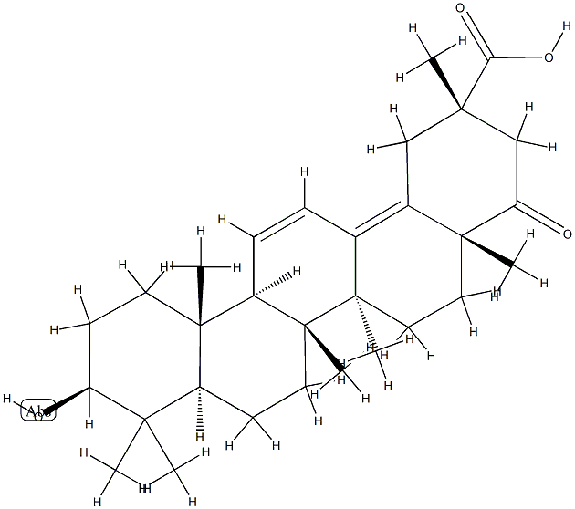 3β-Hydroxy-22-oxooleana-11,13(18)-dien-29-oic acid 结构式