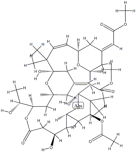 Acetic acid, 2,2-(1S,3S,7R,8E,11R,15S,17R,21R,23R,25S)-25-(acetyloxy)-1,11,21-trihydroxy-17-(1R)-1-hydroxyethyl-10,10,26,26-tetramethyl-19-oxo-18,27,28,29-tetraoxatetracyclo21.3.1.13,7.111,15nonacos-8-ene-5,13-diylidenebis-, dimethyl ester, (25Z,213E)-,102580-63-2,结构式