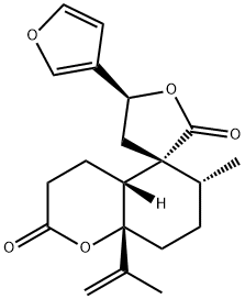 (4aR,4aβ,5R,5'S)-5'-(3-フラニル)-4,4a,6,7,8,8a,4',5'-オクタヒドロ-6α-メチル-8aβ-(1-メチルエテニル)スピロ[5H-1-ベンゾピラン-5,3'(2'H)-フラン]-2,2'(3H)-ジオン 化学構造式
