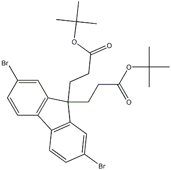 二-叔-丁基 3,3-(2,7-二溴-9H-芴-9,9-叉基)二丙酯 结构式