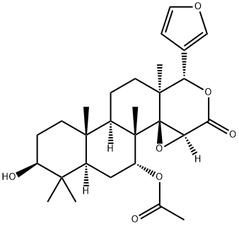 (13α,17aα)-7-アセチルオキシ-14β,15β:21,23-ジエポキシ-3β-ヒドロキシ-4,4,8-トリメチル-D-ホモ-24-ノル-17-オキサ-5α-コラ-20,22-ジエン-16-オン 化学構造式