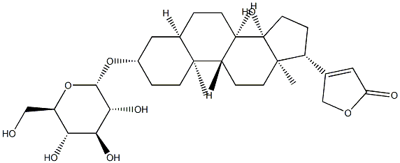 3β-[(α-D-グルコピラノシル)オキシ]-14-ヒドロキシ-5β-カルダ-20(22)-エノリド 化学構造式