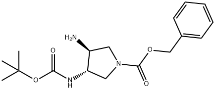 (3S,4S)-Benzyl3-aMino-4-(tert-butoxycarbonylaMino)pyrrolidi
-ne-1-carboxylate 化学構造式
