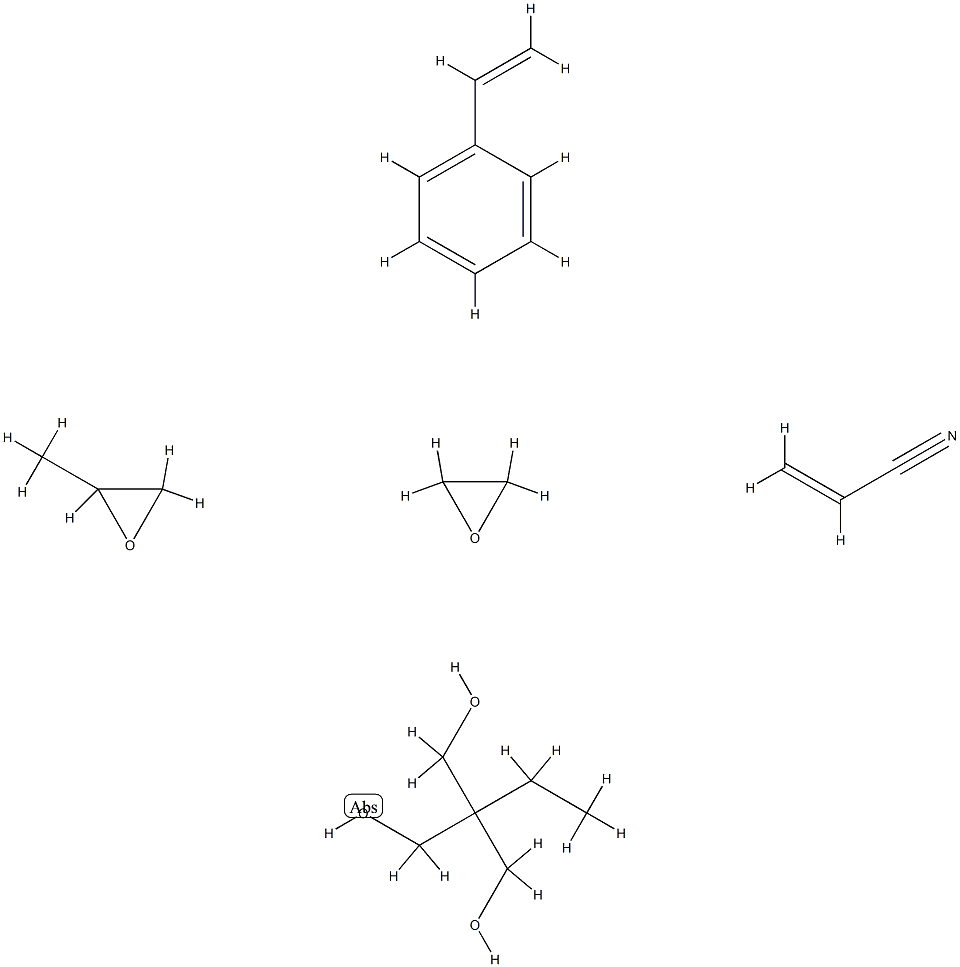 2-Propenenitrile, polymer with ethenylbenzene, 2-ethyl-2-(hydroxymethyl)-1,3-propanediol, methyloxirane and oxirane,103513-16-2,结构式