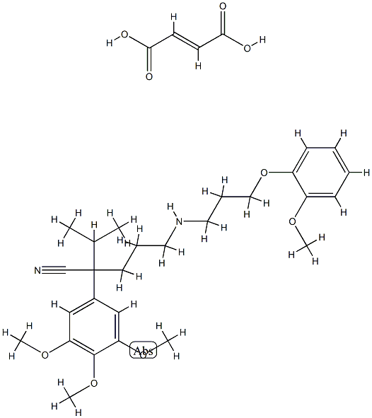 3,4,5-トリメトキシ-α-[3-[[3-(2-メトキシフェノキシ)プロピル]アミノ]プロピル]-α-(1-メチルエチル)ベンゼンアセトニトリル·(E)-2-ブテン二酸 化学構造式