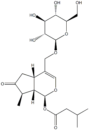 (-)-3-Methylbutanoic acid (1S)-4-[(β-D-glucopyranosyloxy)methyl]-1,4aα,5,6,7,7aα-hexahydro-7α-methyl-6-oxocyclopenta[c]pyran-1α-yl ester,103553-93-1,结构式