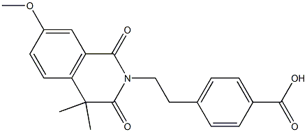 4-[2-(7-メトキシ-4,4-ジメチル-1,3-ジオキソ-1,2,3,4-テトラヒドロイソキノリン-2-イル)エチル]安息香酸 化学構造式
