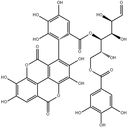 4-O-[[(aS)-2-[(5,10-Dihydro-2,3,7,8-tetrahydroxy-5,10-dioxo[1]benzopyrano[5,4,3-cde][1]benzopyran)-1-yl]-3,4,5-trihydroxyphenyl]carbonyl]-6-O-(3,4,5-trihydroxyphenylcarbonyl)-β-D-glucopyranose Structure