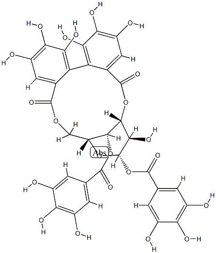 1-O,4-O-Digalloyl-3-O,6-O-[2,2',3,3',4,4'-hexahydroxy[1,1'-biphenyl]-6,6'-diylbiscarbonyl]-β-D-glucopyranose Structure