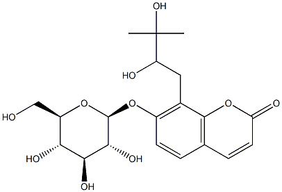 8-(2,3-Dihydroxy-3-methylbutyl)-7-(β-D-glucopyranosyloxy)-2H-1-benzopyran-2-one Structure