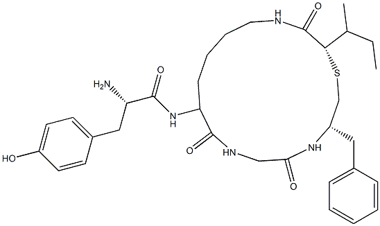 tyrosyl-cyclo(lysyl-glycyl-phenylalanyl-psi(thiomethylene)leucine) Struktur