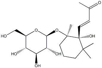 [(1R)-1α,3,3-Trimethyl-2α-hydroxy-2-[(1E)-3-oxo-1-butenyl]cyclohexan-1β-yl]β-D-glucopyranoside Struktur