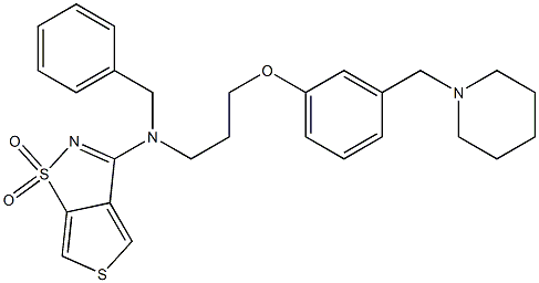 Thieno(3,4-d)isothiazol-3-amine, N-(phenylmethyl)-N-(3-(3-(1-piperidin ylmethyl)phenoxy)propyl)-, 1,1-dioxide Structure