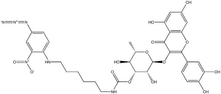 3'-O-((6-(2-nitro-4-azidophenylamino)hexyl)carbamoyl)quercitrin,104317-56-8,结构式