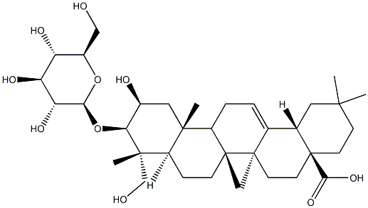 バヨゲニン 3-O-β-D-グルコピラノシド 化学構造式