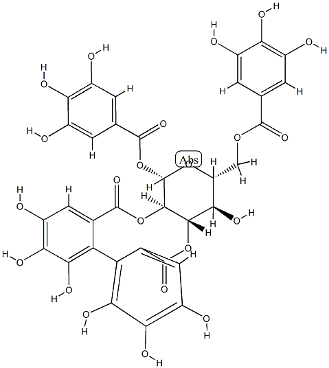 1-O,6-O-Digalloyl-2-O,3-O-[(2,2',3,3',4,4'-hexahydroxy[1,1'-biphenyl]-6,6'-diyl)dicarbonyl]-β-D-glucopyranose Structure