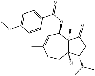 4-Methoxybenzoic acid (1R)-1,2,3,3a,4,7,8,8a-octahydro-8aβ-hydroxy-3aβ,6-dimethyl-1β-(1-methylethyl)-3-oxoazulen-4α-yl ester,104758-20-5,结构式