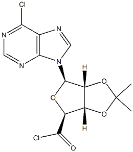 1-(6-氯-9H-嘌呤-9-基)-1-脱氧-2,3-O-异亚丙基-BETA-D-呋喃核糖酰氯 结构式