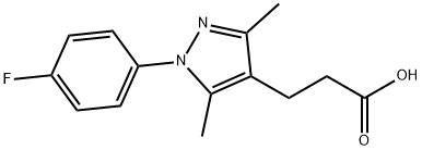 3-[1-(4-fluorophenyl)-3,5-dimethyl-1H-pyrazol-4-yl]propanoic acid 化学構造式