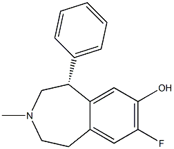 (5R)-2,3,4,5-テトラヒドロ-8-フルオロ-3-メチル-5α-フェニル-1H-3-ベンゾアゼピン-7-オール 化学構造式
