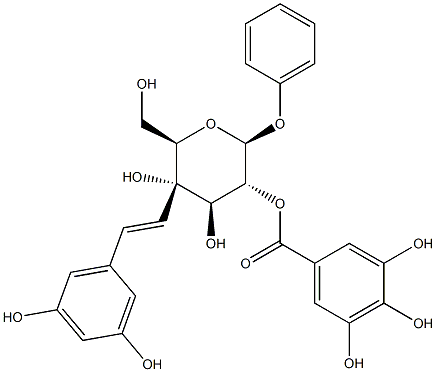 3,4',5-trihydroxystilbene-4'-O-(2''-O-galloyl)glucopyranoside Struktur