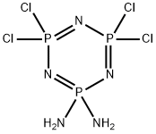 4,4,6,6-tetrachloro-1,3,5-triaza-2$l^{5},4$l^{5},6$l^{5}-triphosphacyc lohexa-1,3,5-triene-2,2-diamine Struktur
