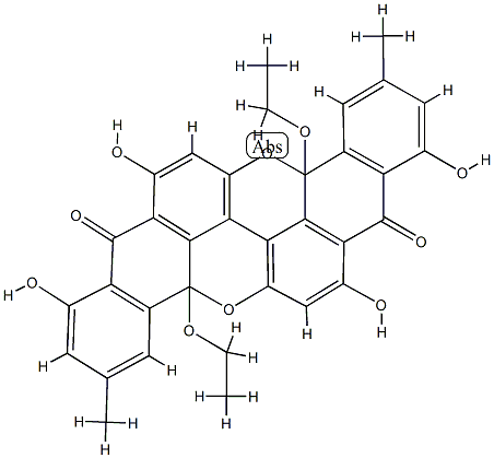 4b,12b-Diethoxy-4b,12b-dihydro-1,7,9,15-tetrahydroxy-3,11-dimethyldibenzo[a,j]-peri-xanthenoxanthene-8,16-dione|