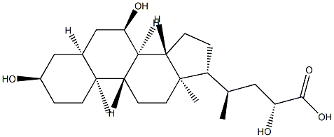 (23R)-3α,7α,23-トリヒドロキシ-5β-コラン-24-酸 化学構造式