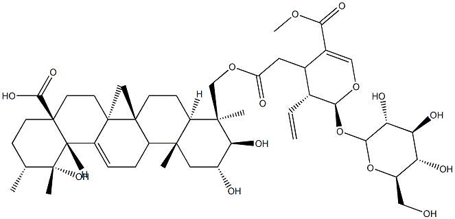 24-[[[(2S,3R,4S)-3-Ethenyl-2-(β-D-glucopyranosyloxy)-3,4-dihydro-5-(methoxycarbonyl)-2H-pyran-4-yl]acetyl]oxy]-2α,3β,19-trihydroxyurs-12-en-28-oic acid Struktur