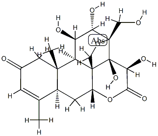 13,20-エポキシ-11β,12α,14,15β,21-ペンタヒドロキシピクラサ-3-エン-2,16-ジオン 化学構造式