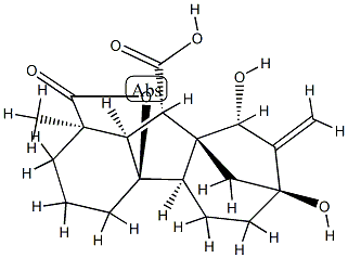 4aα,7,9β-Trihydroxy-1-methyl-8-methylenegibbane-1α,10β-dicarboxylic acid 1,4a-lactone 结构式