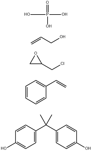 Phorphoric acid, polymer with (chloromethyl)oxirane, ethenylbenzene, 4,4'-(1-methylethylidene)bis[phenol] and 2-propen-1-ol 化学構造式