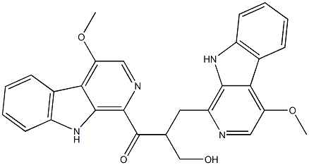 1-(4-メトキシ-β-カルボリン-1-イル)-2-[(4-メトキシ-β-カルボリン-1-イル)メチル]-3-ヒドロキシプロパン-1-オン 化学構造式